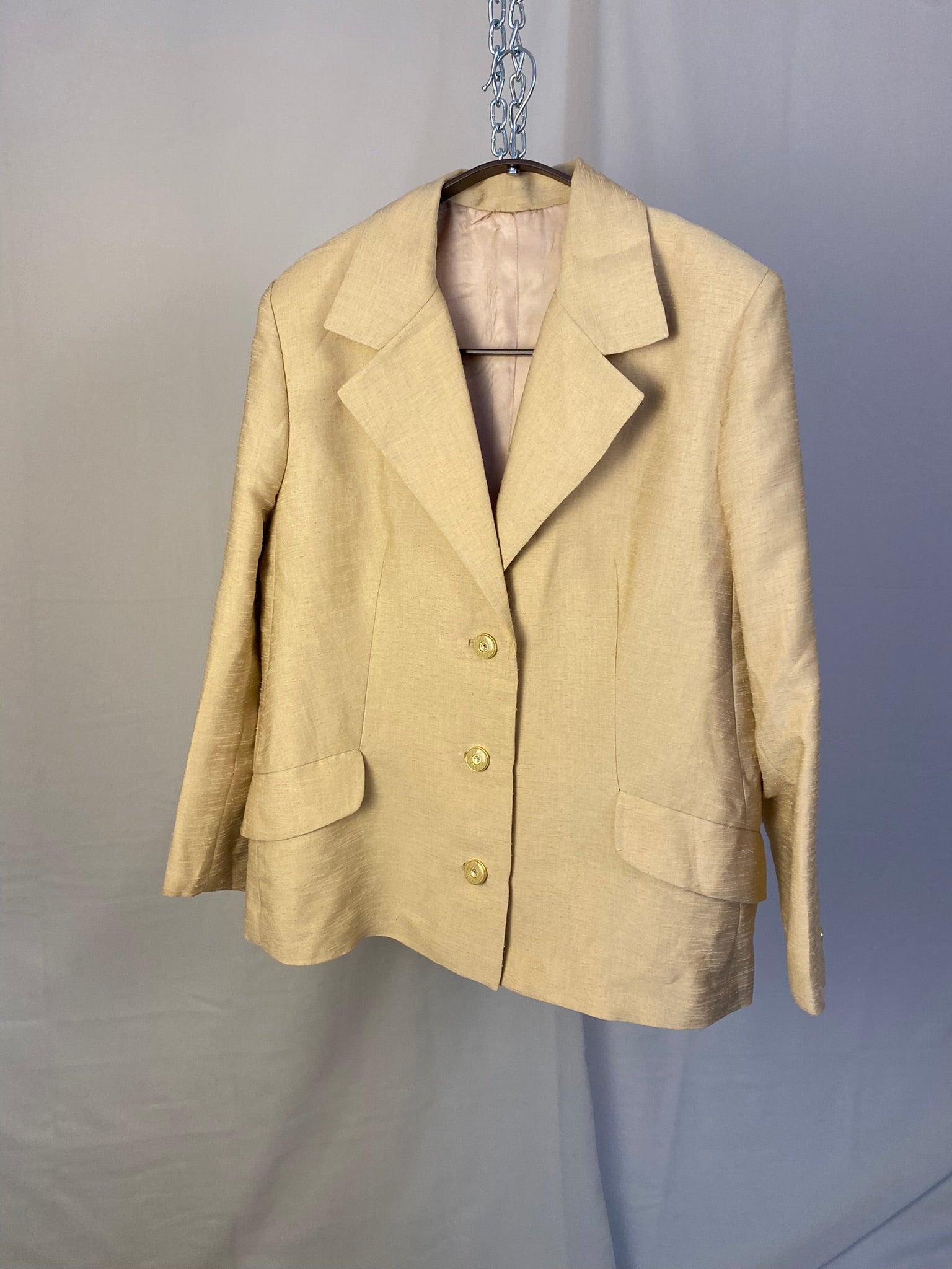 Vintage Blazer gold, beige mit Schmuckknöpfen